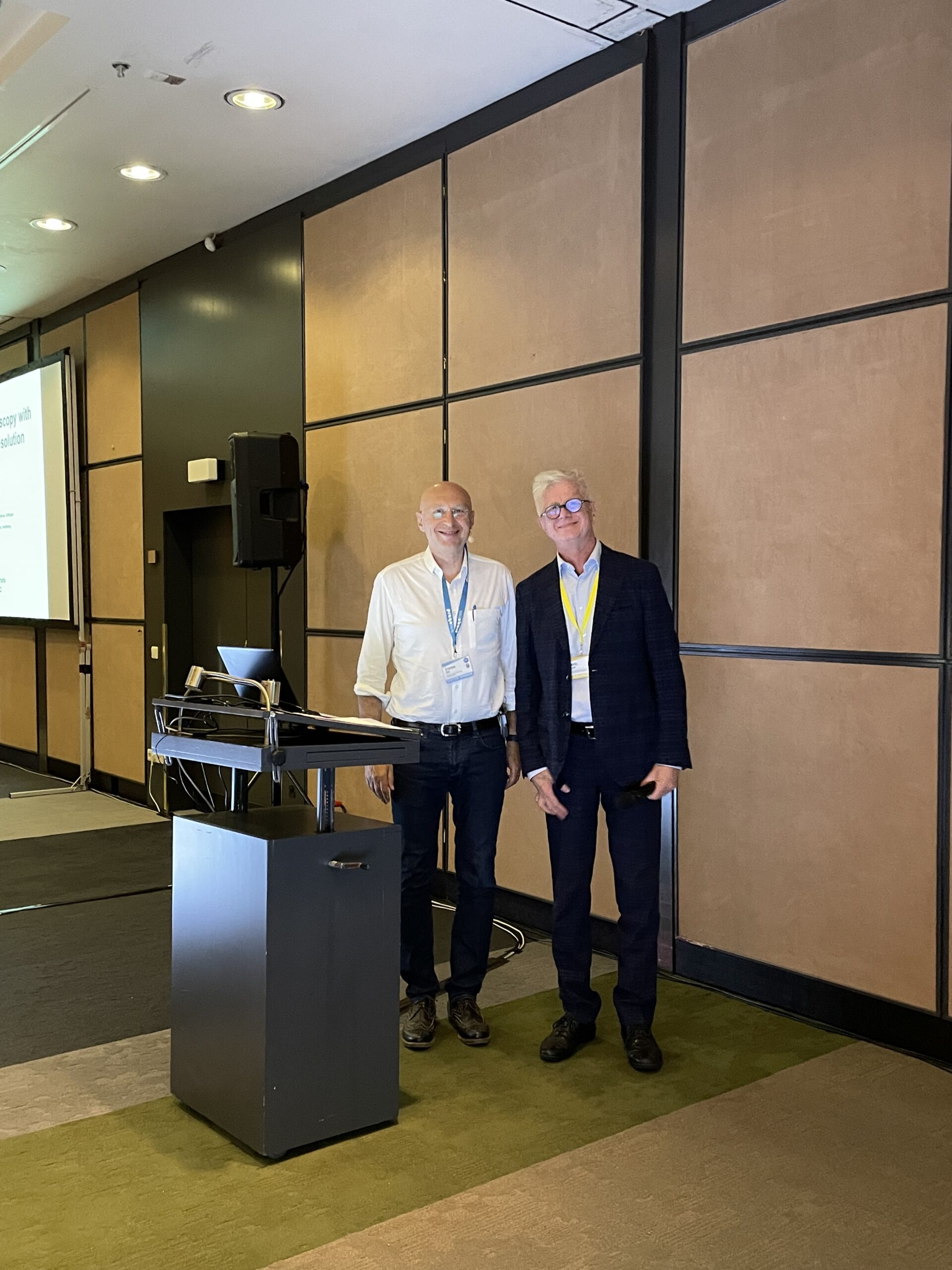 Prof. Hell and Prof. Hozak before the David Glick Lecture